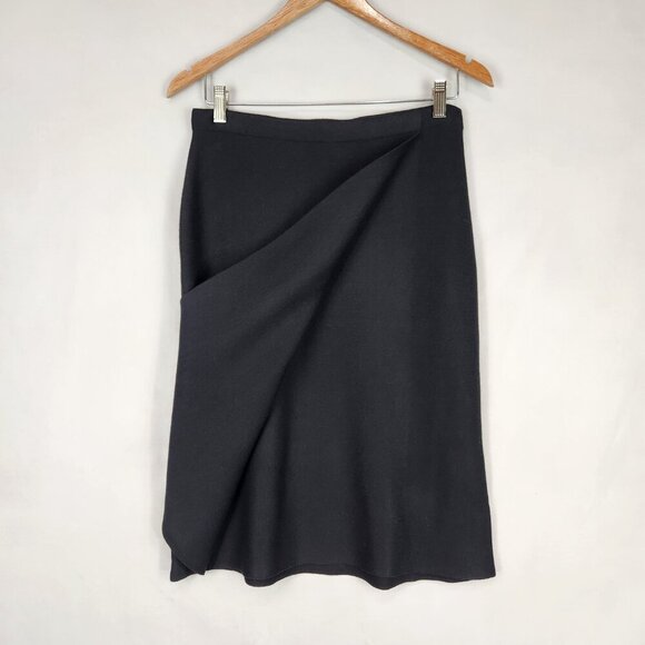 Milano Knit Faux Wrap Skirt Women's M Black Stretch Business Old Money Formal - Picture 3 of 7